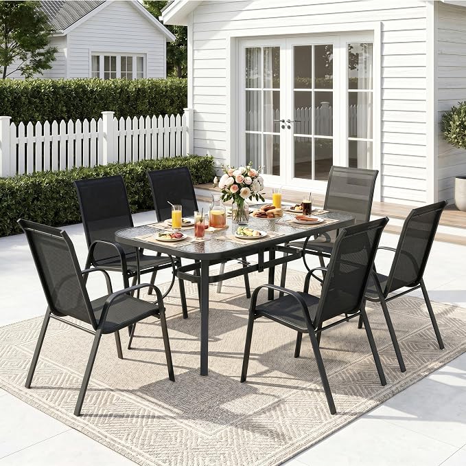 MAMIZO Patio Dining Chairs, Stackable Textilene Chair Set of 8, - Image 8