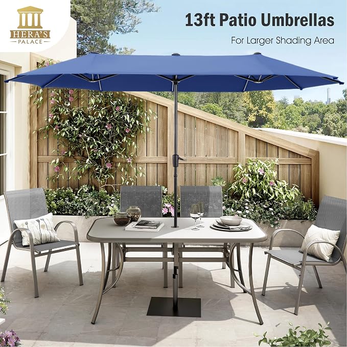HERA'S PALACE 13 ft Large Patio Umbrella, Double-Sided Twin, Outdoor Market - Image 5