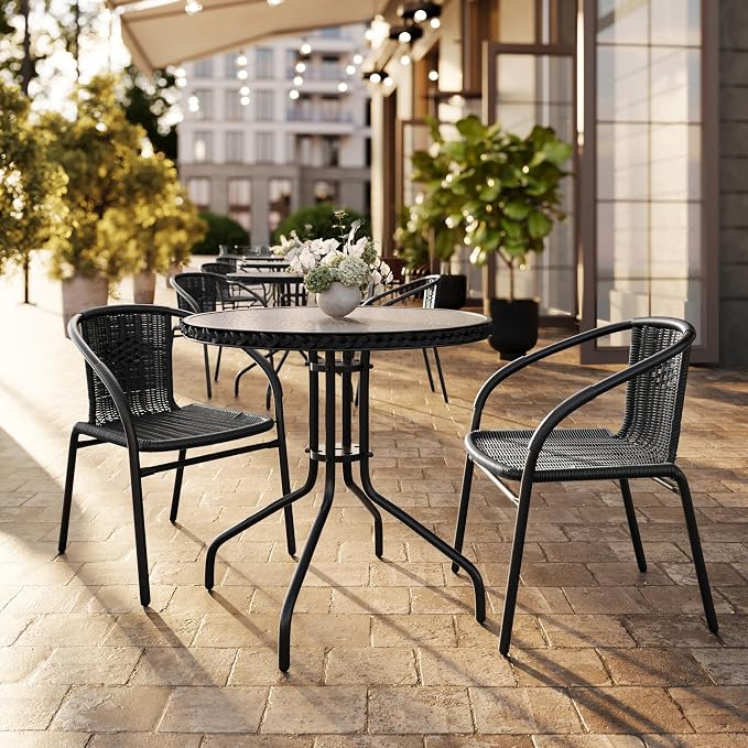 Flash Furniture Modern Rattan Indoor/Outdoor Restaurant Dining Chairs, - Image 7