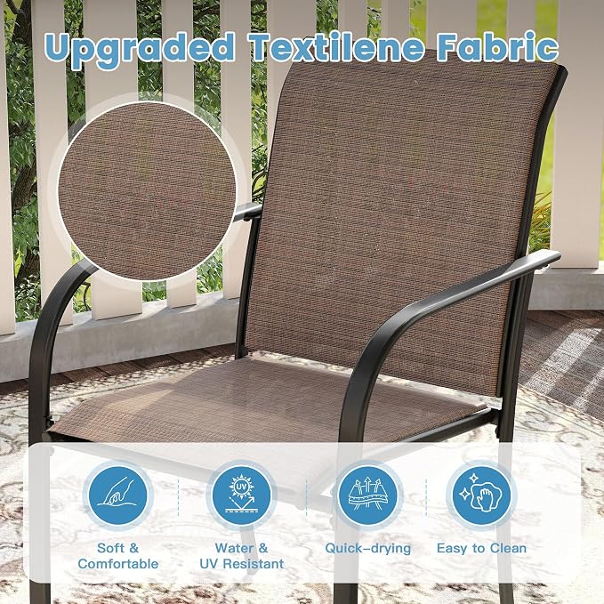 DIFY Patio Dining Chairs Set of 4, Stackable Outdoor Metal Chairs - Image 5