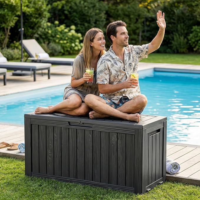 DRATO 100 Gallon Waterproof Deck Box Outdoor Storage Box - Image 4