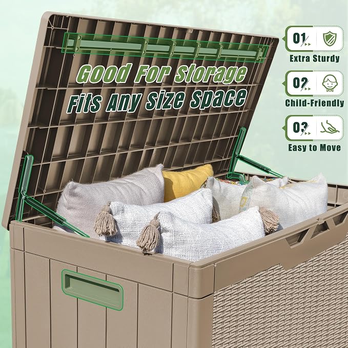 Greesum 100 Gallon Resin Deck Box Large Outdoor Storage - Image 6