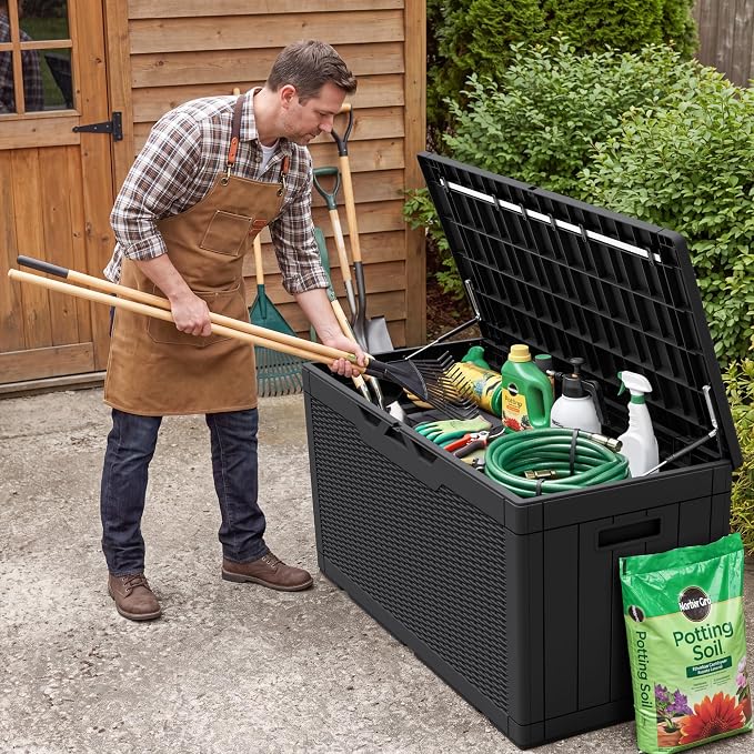 Flamaker Outdoor Storage Box 100 Gallon Waterproof Resin Deck Box | Large - Image 7