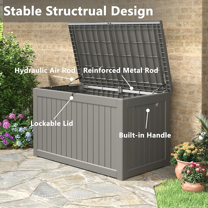 280 Gallon Outdoor Storage Box, Resin Deck Boxes Indoor and outdoor, Waterproof - Image 4