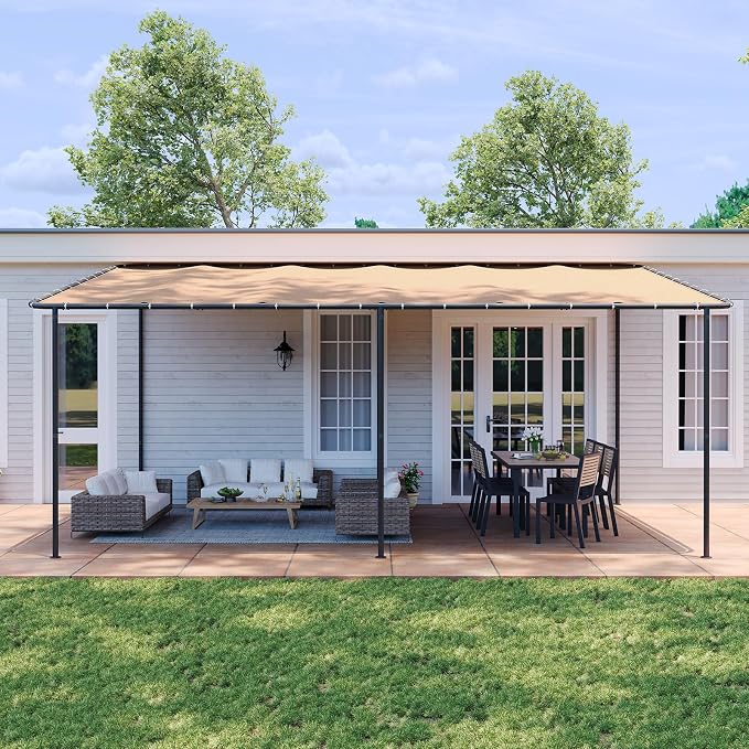 Aoxun 20x12 Lean-to Gazebo, Sloped Pergola Porch Canopy Awning - Image 2