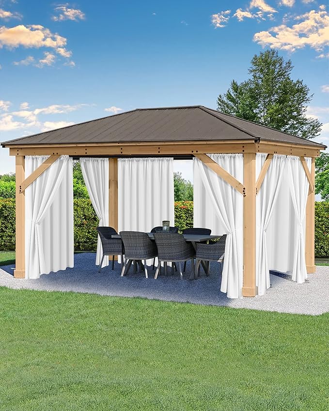 Outdoor Curtains for Patio Waterproof Rod Pocket 6 Pcs 54x95 Inch White | by HolidayIdeas