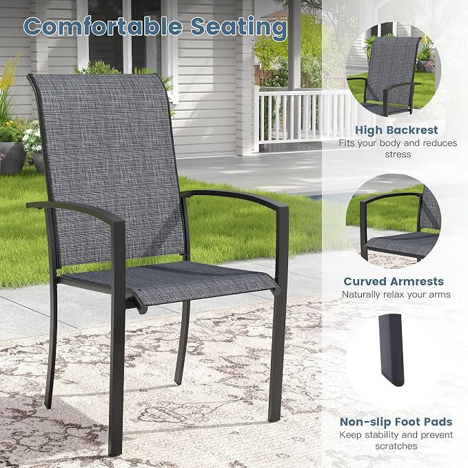 DIFY Patio Chairs Set of 6, Stackable Outdoor Dining Chairs - Image 4