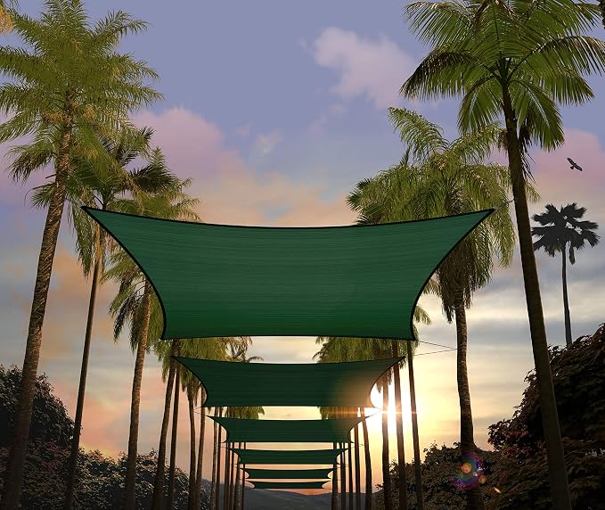 Amgo Custom Size 8' x 16' Green Rectangle Square Sun Shade Sail UPF50+ by Amgo