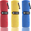 Handy Picks Microfiber Golf Towel (16" X 16") with Carabiner Clip, Waffle Pattern Golf Towel Hook and Loop Fastener - The Convenient Golf Cleaning Towel