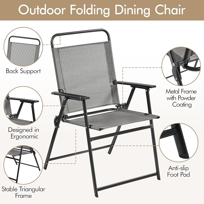 Yaheetech Outdoor Patio Chairs Set of 4, Folding Camping Chairs, no assembly - Image 5