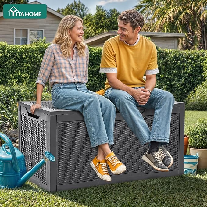 YITAHOME 100 Gallon Large Resin Deck Box Outdoor Storage Boxes - Image 3