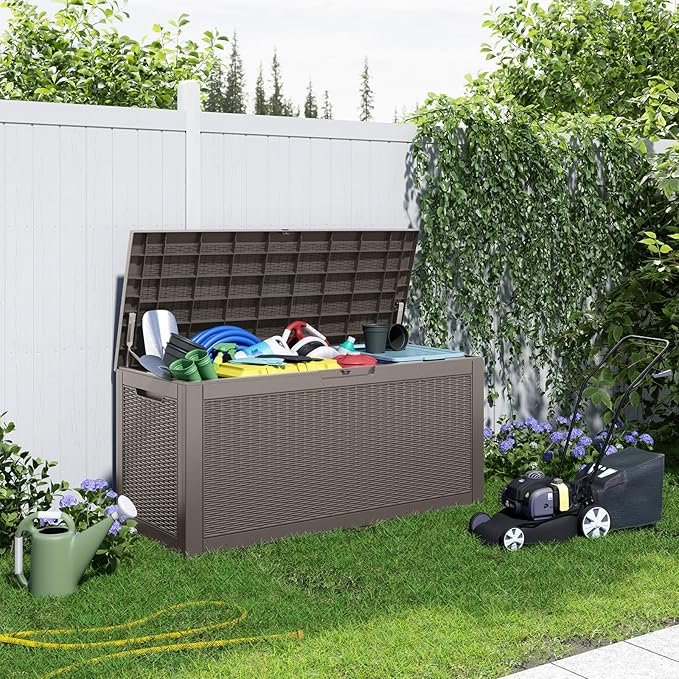 130 Gallon Outdoor Storage Box Waterproof, UV Resistant Resin Deck Box - Image 3