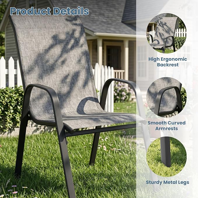 DIFY Patio Chairs Set of 4, Stackable Outdoor Dining Chairs Set - Image 5