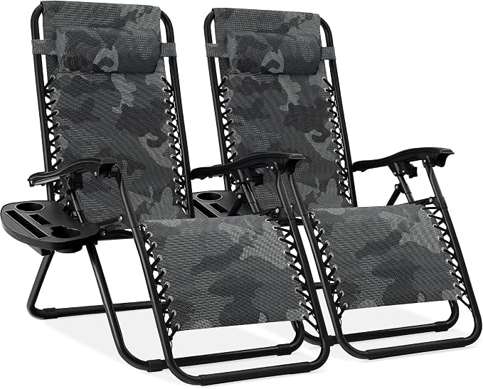 Best Choice Products Set of 2 Adjustable Steel Mesh Zero Gravity Lounge Chair by Unknown