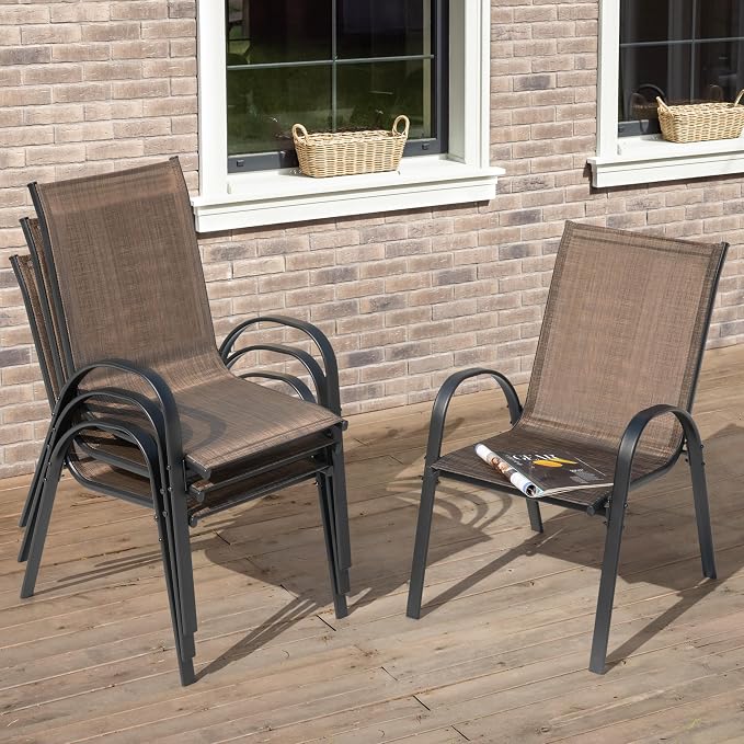 NUU GARDEN Patio Dining Chairs Set of 4, Outdoor Stackable Dining Chairs - Image 9