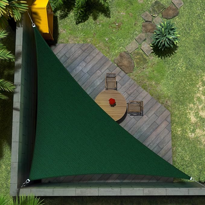 Amgo Custom Size 16' x 21' x 26.4' Green Right Triangle Sun Shade Sail UPF50+ by Amgo
