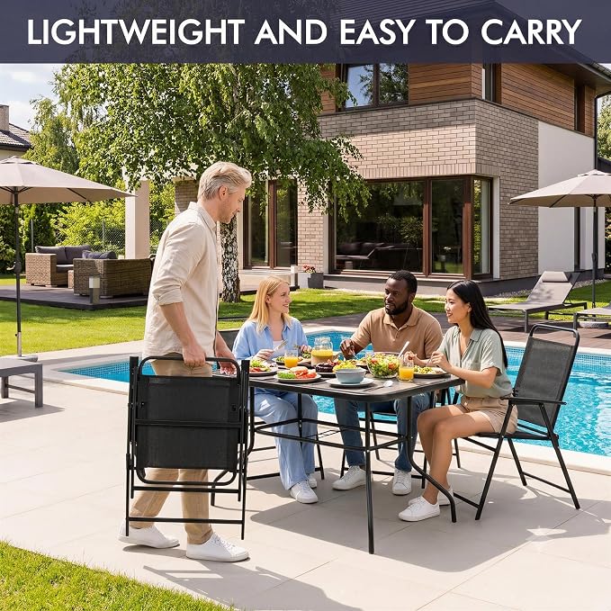 Yaheetech Outdoor Patio Chairs Set of 2, Folding Lawn Chair, no assembly - Image 5