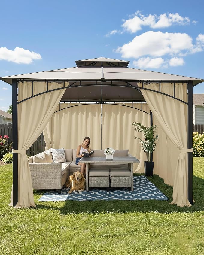 Outdoor Curtains for Patio Waterproof Rod Pocket 8 Pcs 54x84 Inch Cream | - Image 2