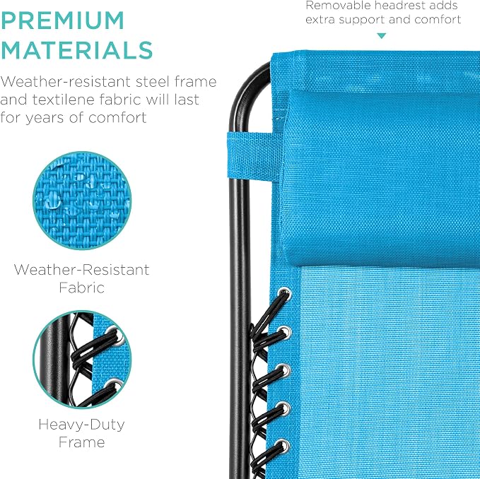 Best Choice Products Set of 2 Adjustable Steel Mesh Zero Gravity Lounge Chair - Image 7
