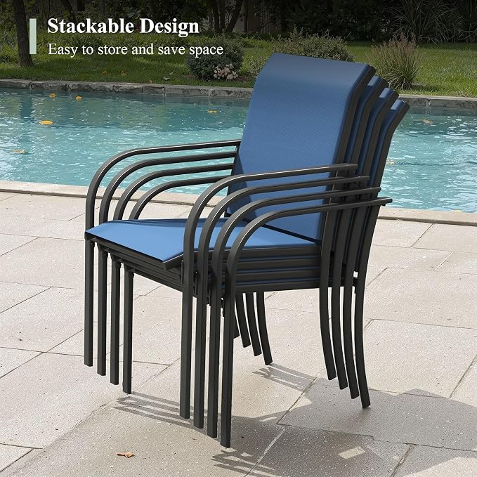 Outdoor Chairs Set of 2, Stackable Patio Dining Chairs - Image 4
