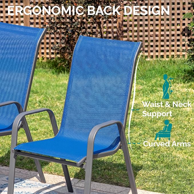 MAMIZO Patio Dining Chairs, Stackable Textilene Chair Set of 6, - Image 7