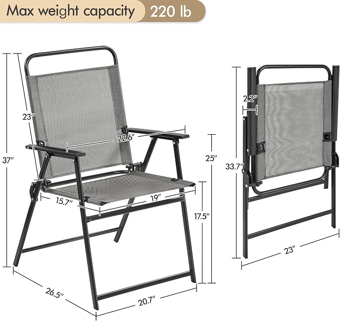 Yaheetech Outdoor Patio Chairs Set of 2, Folding Camping Chair, no assembly - Image 3