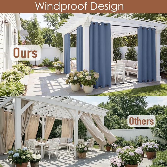 RYB HOME 2 Panels Outdoor Curtains - Image 2