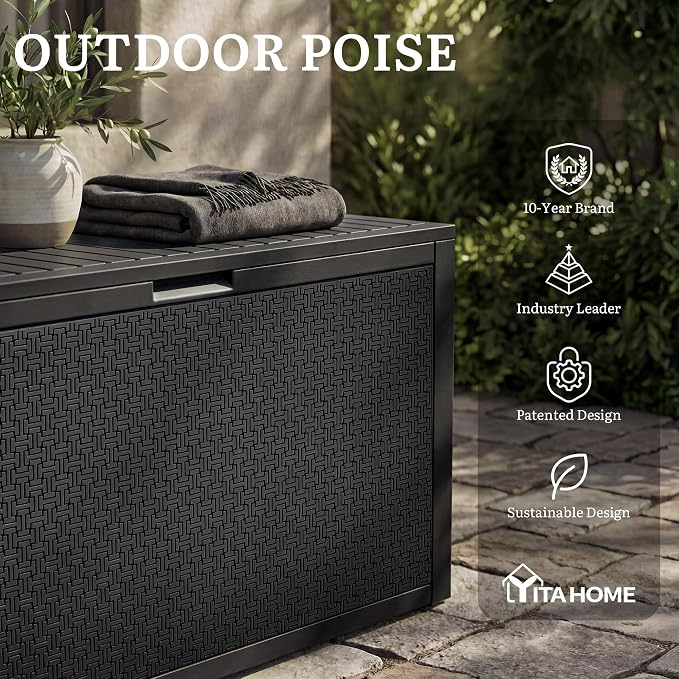 YITAHOME 95 Gallon Large Outdoor Deck Box | Lockable Waterproof Resin Storage - Image 9