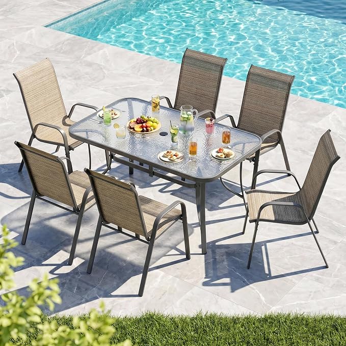 MAMIZO Patio Dining Chairs, Stackable Textilene Chair Set of 8, - Image 9