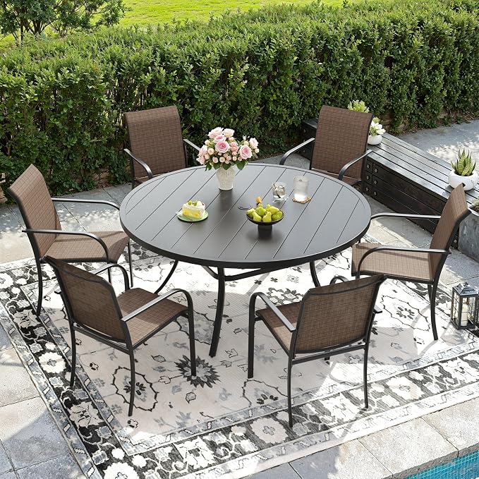 DIFY Patio Chairs Set of 2, Stackable Textilene Outdoor Dining Chairs - Image 2