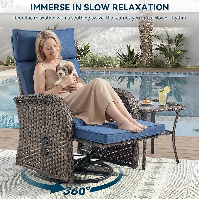 Zero Gravity Patio Swivel Recliner Chair - Image 3