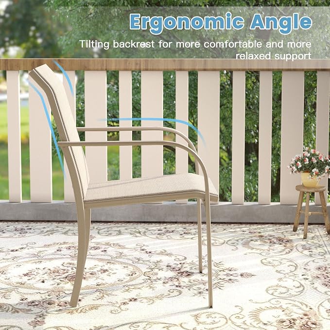 DIFY Patio Dining Chairs Set of 2, Stackable Outdoor Metal Chairs - Image 6