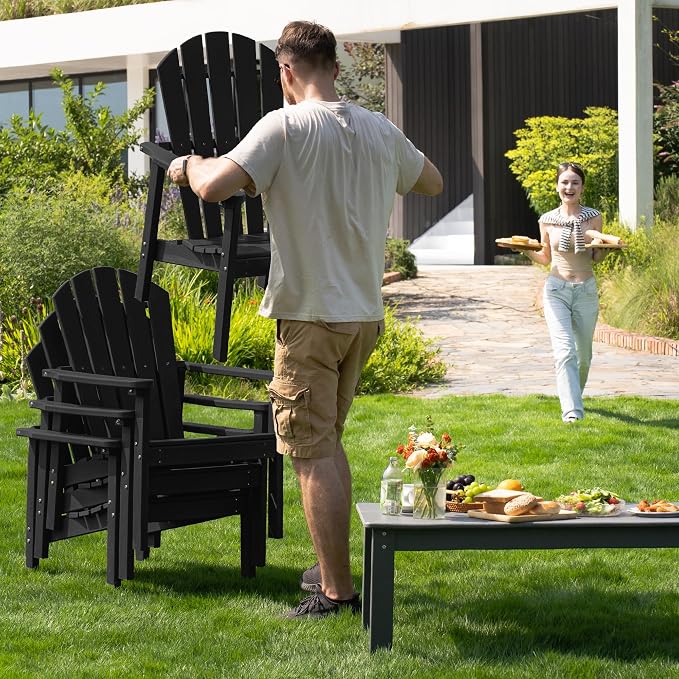 Compact Stackable Adirondack Chairs, All Weather HDPE, All-Weather - Image 7