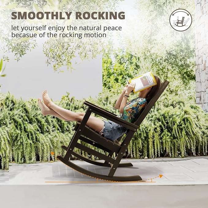 LUE BONA Outdoor Rocking Chairs Set of 4, Weather Resistant HDPS Poly Rocker - Image 7