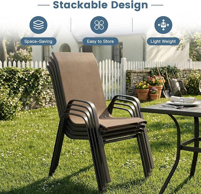 DIFY Patio Chairs Set of 4, Stackable Outdoor Dining Chairs Set - Image 4