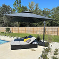 PURPLE LEAF Cantilever Umbrella 10' X 10' Square Umbrella Double Top Grey | by PURPLELEAF