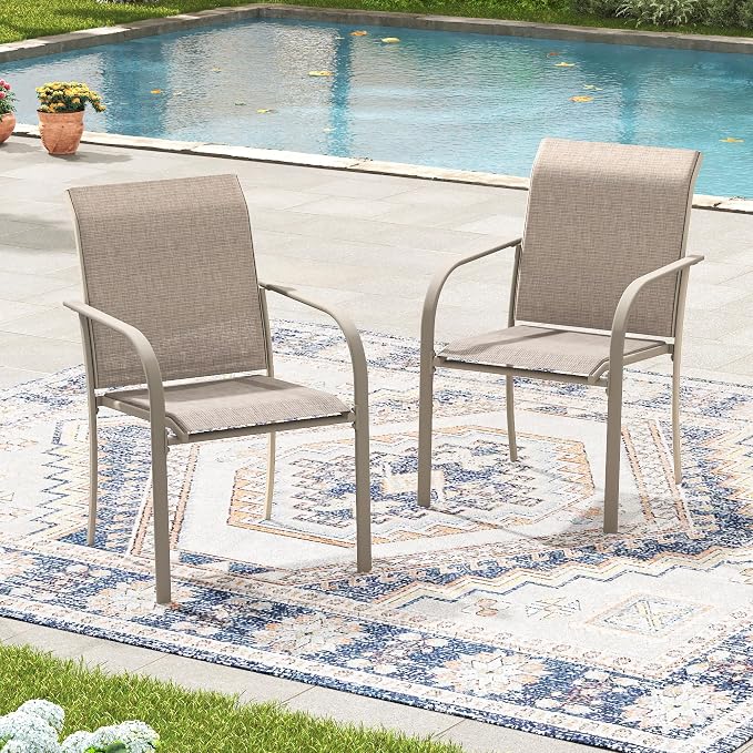 Outdoor Chairs Set of 2, Stackable Patio Dining Chairs by Offeroutdoorsolutions