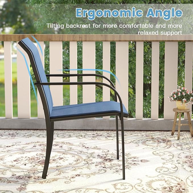 DIFY Patio Dining Chairs Set of 4, Stackable Outdoor Metal Chairs - Image 7