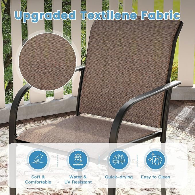 DIFY Patio Chairs Set of 2, Stackable Textilene Outdoor Dining Chairs - Image 6