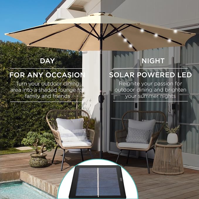 Best Choice Products 10ft Solar Polyester LED Lighted Patio Umbrella w/Tilt - Image 3