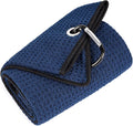 Mile High Life Tri-fold Golf Towel | Premium Microfiber Fabric | Waffle Pattern | with Heavy Duty Carabiner Clip | Golf Towel for Men and Women (NavyGolf Towel)