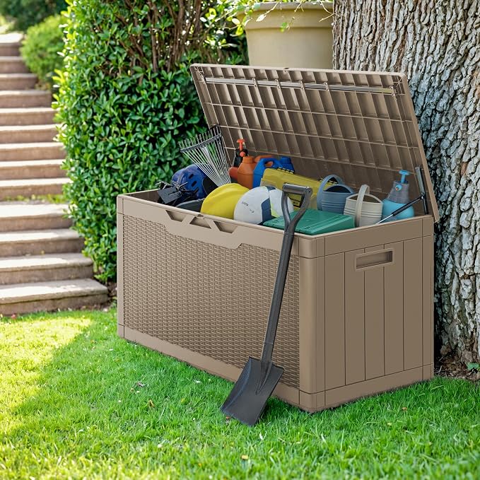 Greesum 100 Gallon Resin Deck Box Outdoor Storage - Image 6