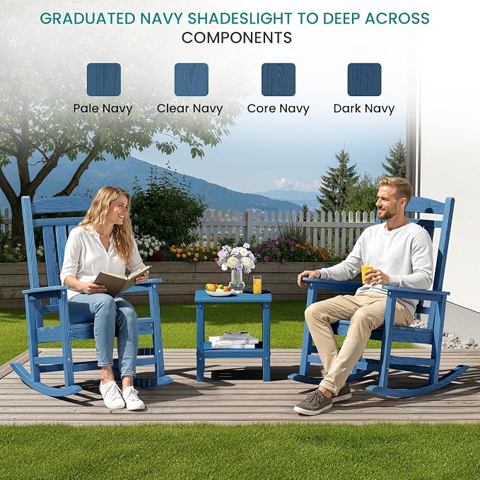 SERWALL Rocking Chair Outdoor, Oversized Patio Rocking Chairs, Porch Rocker - Image 3