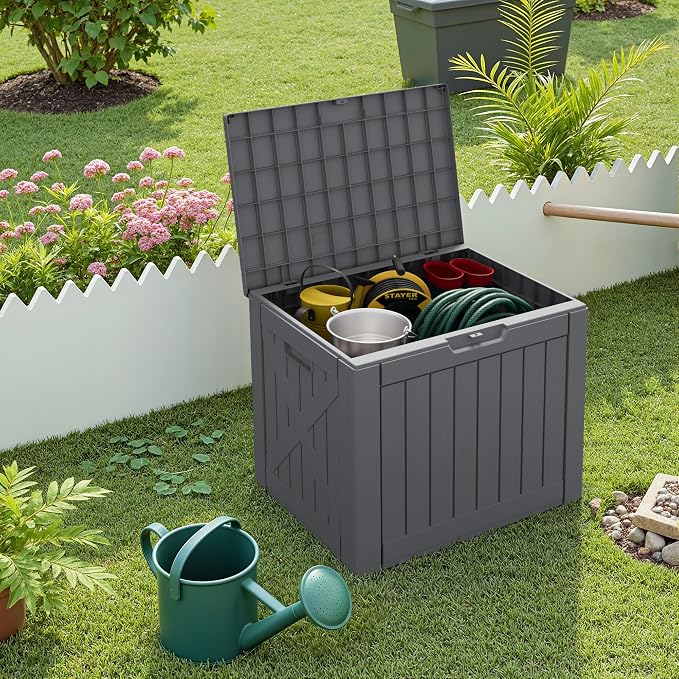 Greesum 40 Gallon Outdoor Deck Box, Resin Storage, Garden Tools, Pool Supplies - Image 5
