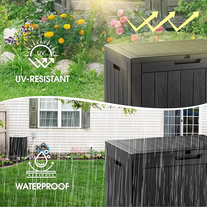 Deck Box, 35 Gallon Resin Indoor and Outdoor Storage Boxes Waterproof - Image 6