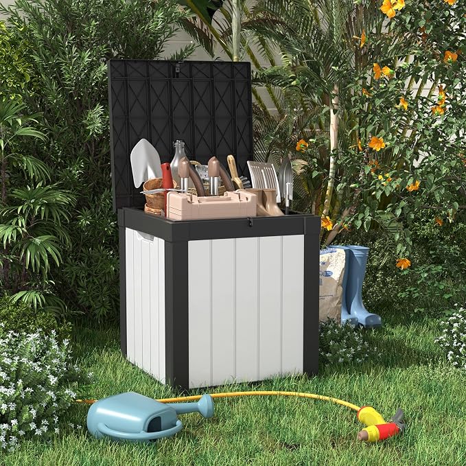 PatioZen 50 Gallon Resin Deck Box, Lockable Patio Outdoor Storage Box - Image 2