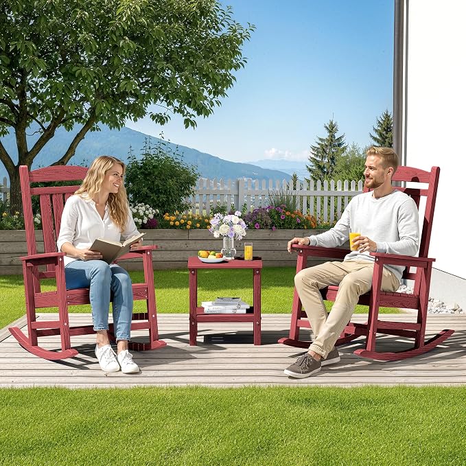 SERWALL Outdoor Rocking Chair Set of 4, Oversized Patio Rocking Chair, Porch - Image 2
