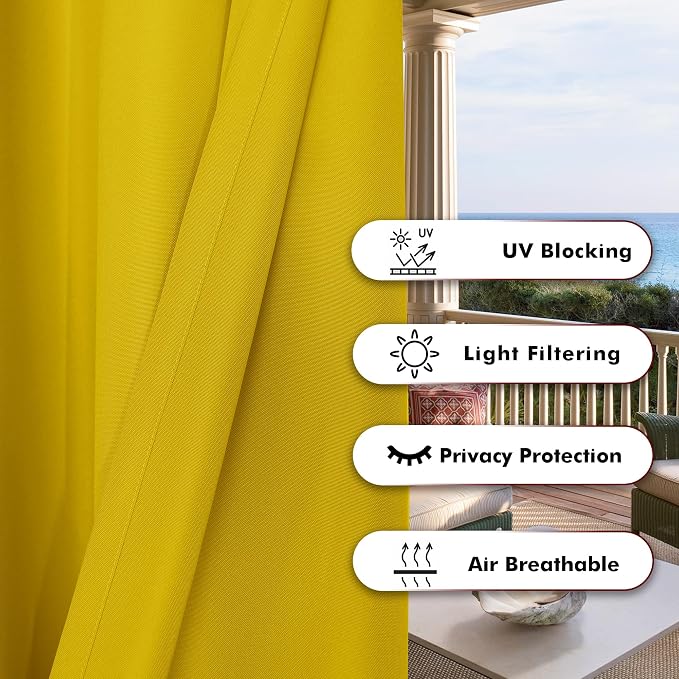 BONZER Outdoor Curtains for Patio Waterproof Thick | Privacy Grommet Light - Image 4