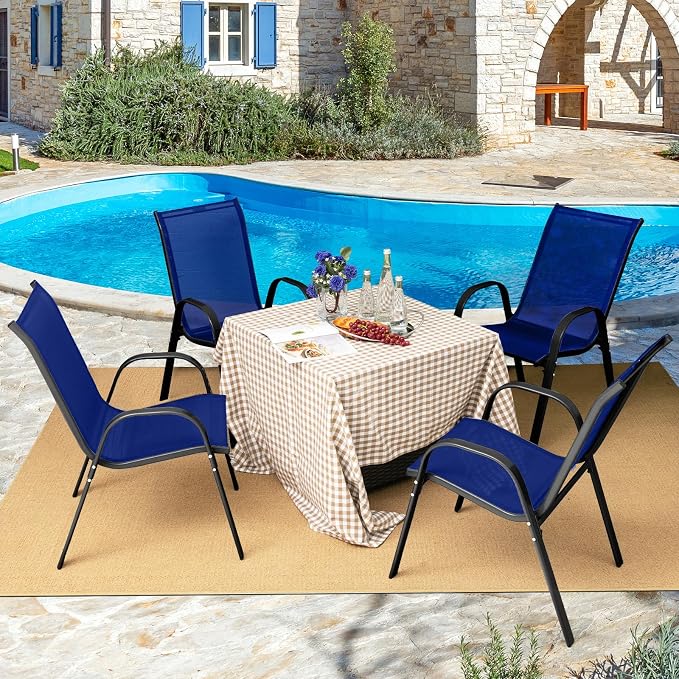 COSTWAY Patio Stackable Dining Chairs Set of 2 - Image 2