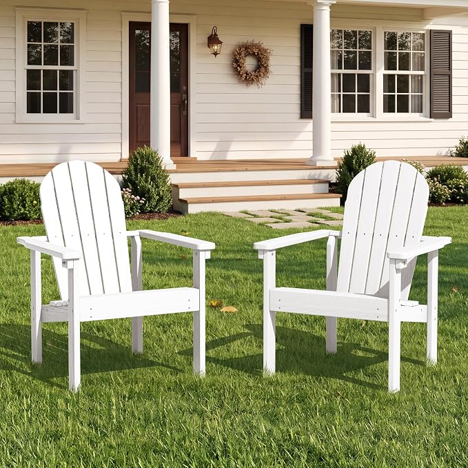SERWALL HDPE Stackable Adirondack Chairs Set of 2, Space-Saving - Image 2